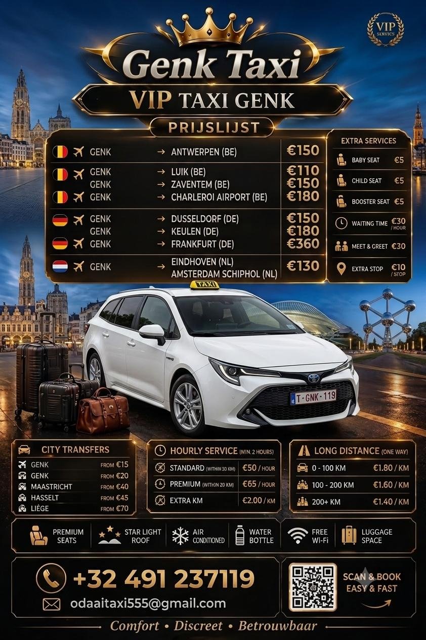 Taxi Prijzen & Tarieven Genk Taxi