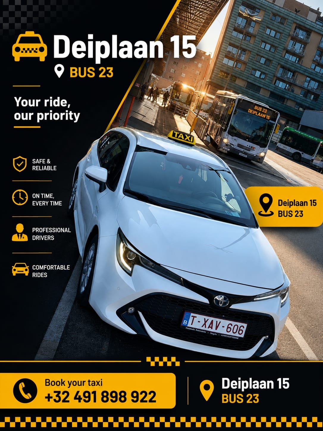 Taxi Genk — Deiplaan 15 Bus 23 | Betrouwbare taxidienst in Genk 3600 | Your Ride Our Priority | 24/7 beschikbaar | Bel +32 491 898 922